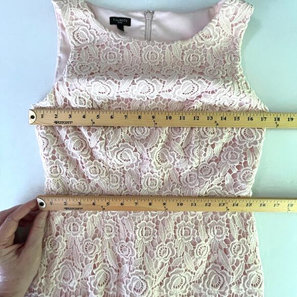 Talbots Petites Sleeveless Floral Crochet Lace Dress Womens Sz 8P Pink Lined - Picture 10 of 12